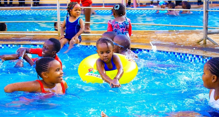 Children Playing in the Hot Pool